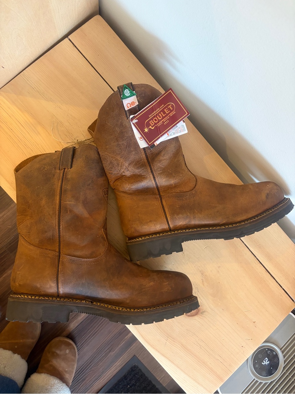 Brown Boulet Work Steeltoe Cowboy Boots for Men - Picture 8 of 14